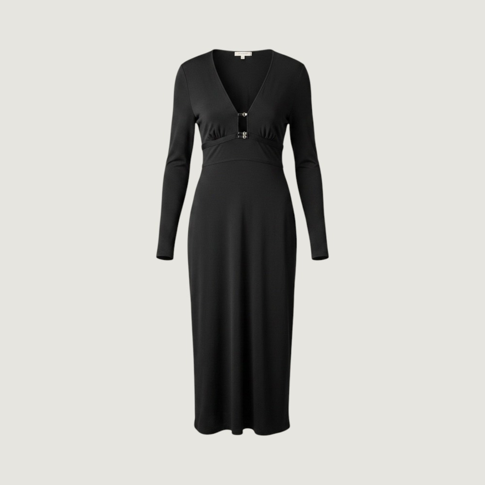 Vintage Gianni Versace Couture Black Medusa Zip Midi Dress IT 44